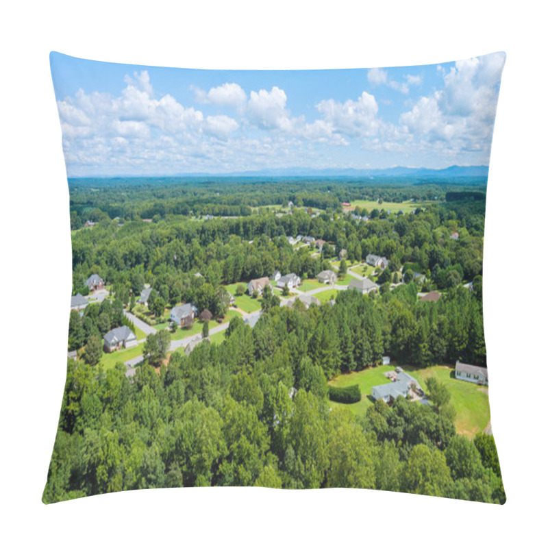 Personality  Aerial Top View Of Boiling Springs At Beautiful Town Urban Near Forest Landscape The South Carolina US Pillow Covers