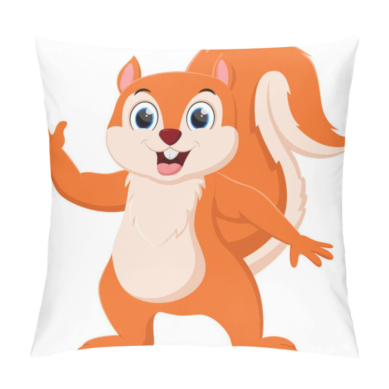 Personality  Vector Illustration Of Cute Squirrel Cartoon Waving Hand Pillow Covers