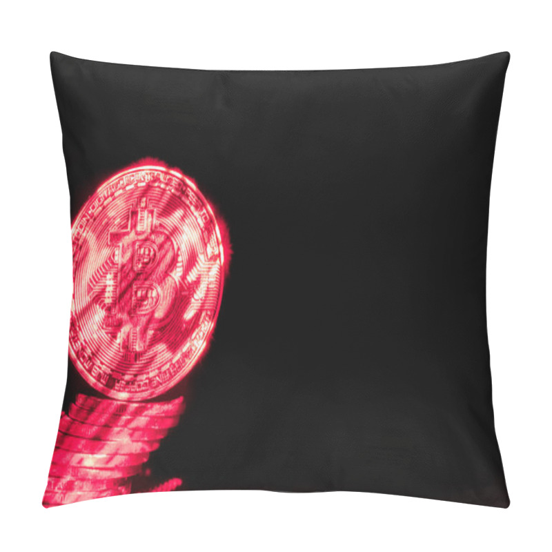 Personality  Front View Of Single Golden Bit Coin Pillow Covers