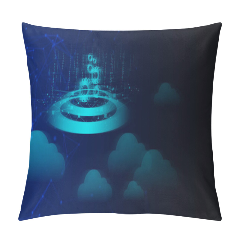 Personality  Ai And Cloud Storage Computing System With Web Security Sever Online Cyber For Social Network, Background 3d Rendering Illustration Pillow Covers