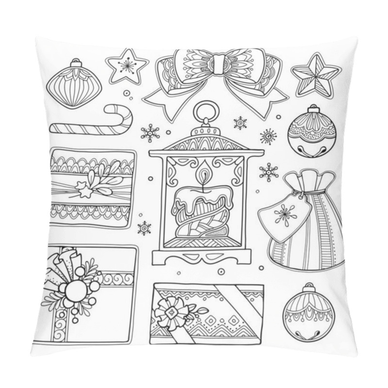 Personality  Vector Set Christmas, New Year Abstract Elements Pillow Covers