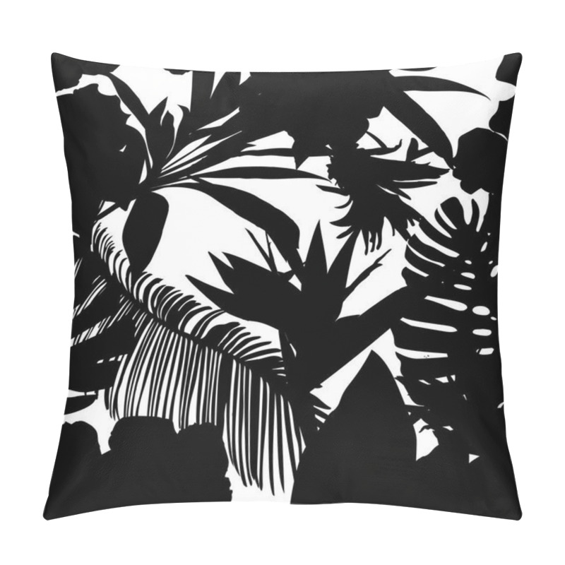 Personality  Floral Seamless Pattern. Background With Isolated Black Silhouet Pillow Covers