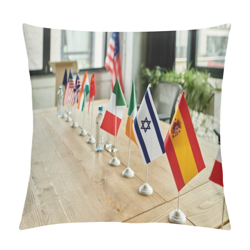 Personality  Flags Displayed At Model UN Conference. Pillow Covers