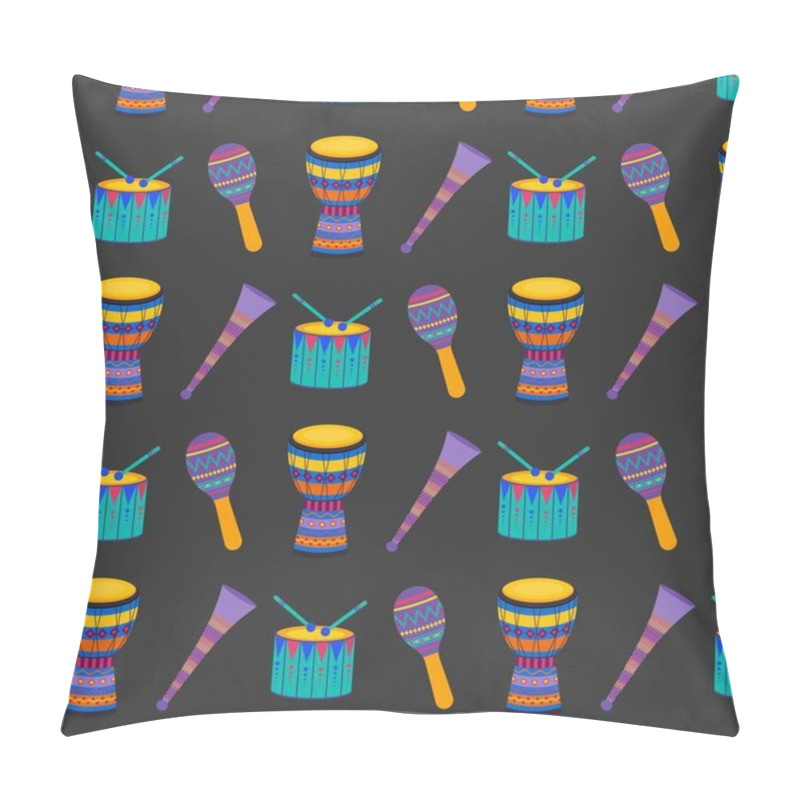 Personality  Seamless Repeating Pattern Of Percussion Instruments Pillow Covers