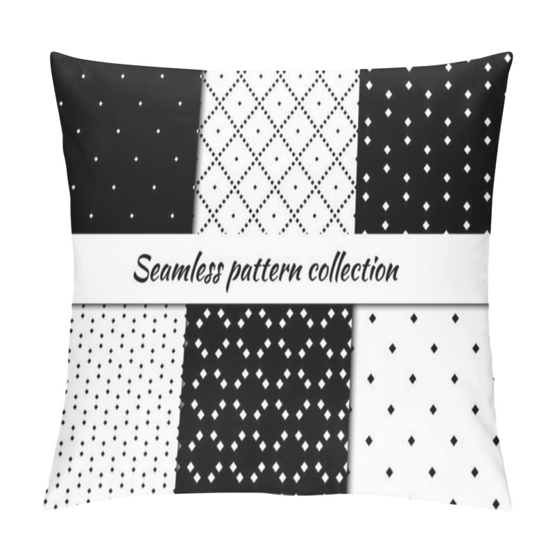 Personality  Seamless Pattern Collection. Geometrical Design Backgrounds Set. Repeated Rhombuses, Diamonds, Squares Motif. Geo Print Pillow Covers