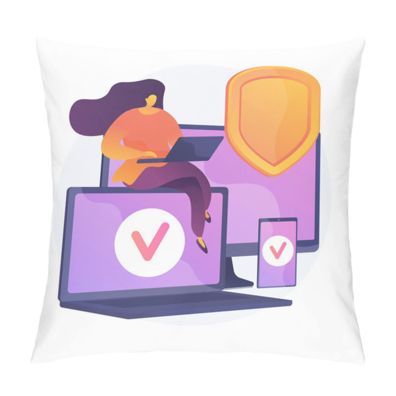 Personality  Electronic Insurance Hardware. Digital Insurers Website, Responsive Web Design, Malware Protection Software. Gadgets Security Assurance. Vector Isolated Concept Metaphor Illustration Pillow Covers