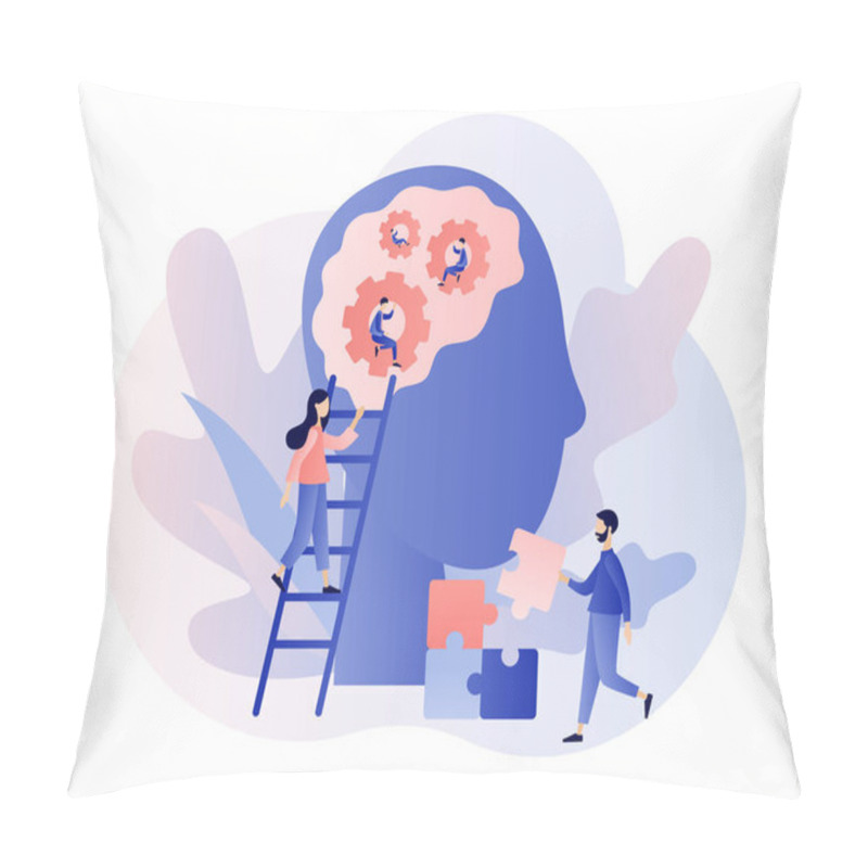 Personality  Psychology. Psychotherapy Practice, Psychological Help, Psychiatrist Consulting Patient. Psychologist Online. Modern Flat Cartoon Style. Vector Illustration On White Background Pillow Covers