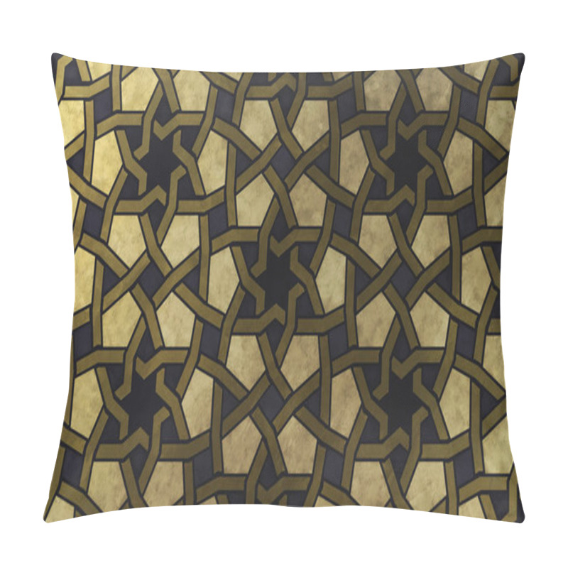 Personality  Background Design Based On Traditional Oriental Graphic Motifs. Islamic Decorative Pattern With Golden Artistic Texture. Arabian Ethnic Mosaic With Interlacing Lines And Geometric Tiled Ornaments. Pillow Covers