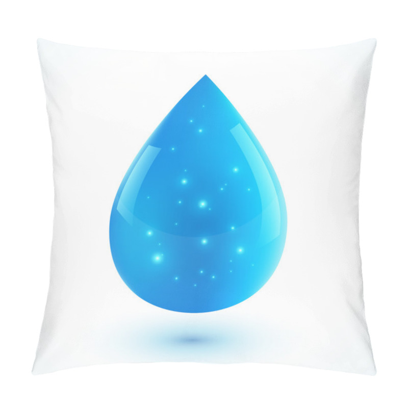 Personality  Blue Vector Realistic Ion Water Drop Isolated On White Pillow Covers