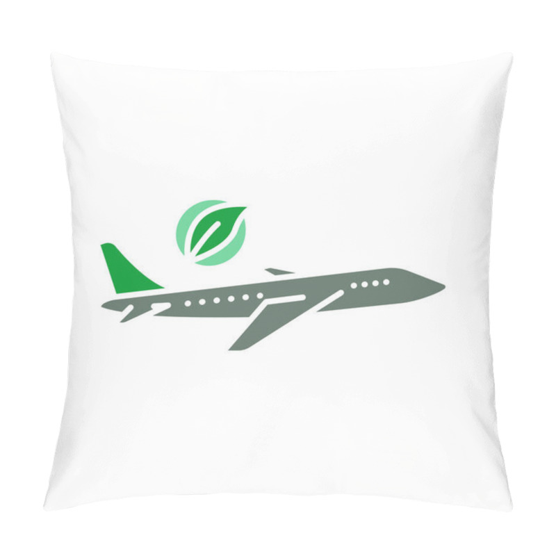 Personality  Biofuel Airplane Black Line Icon. Pillow Covers