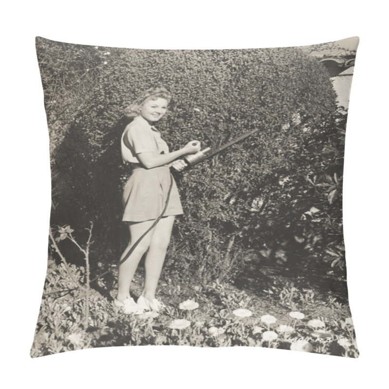 Personality  Woman Trimming The Hedges Pillow Covers