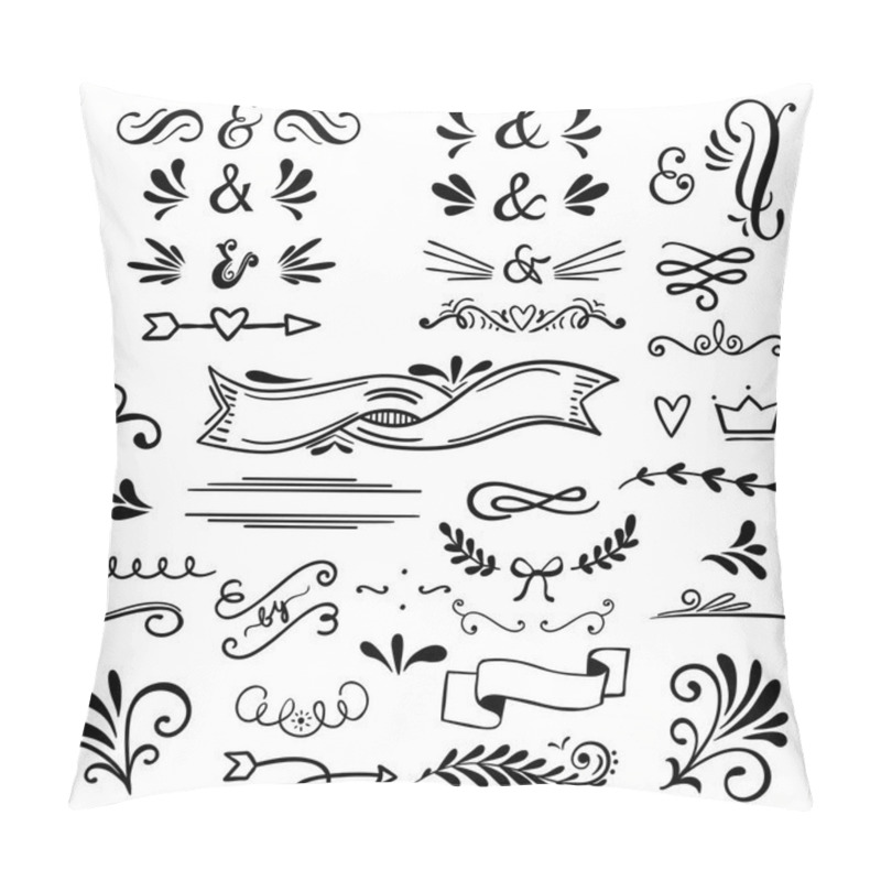 Personality    Floral And Graphic  Design Elements With Ampersands.Vector Set Pillow Covers