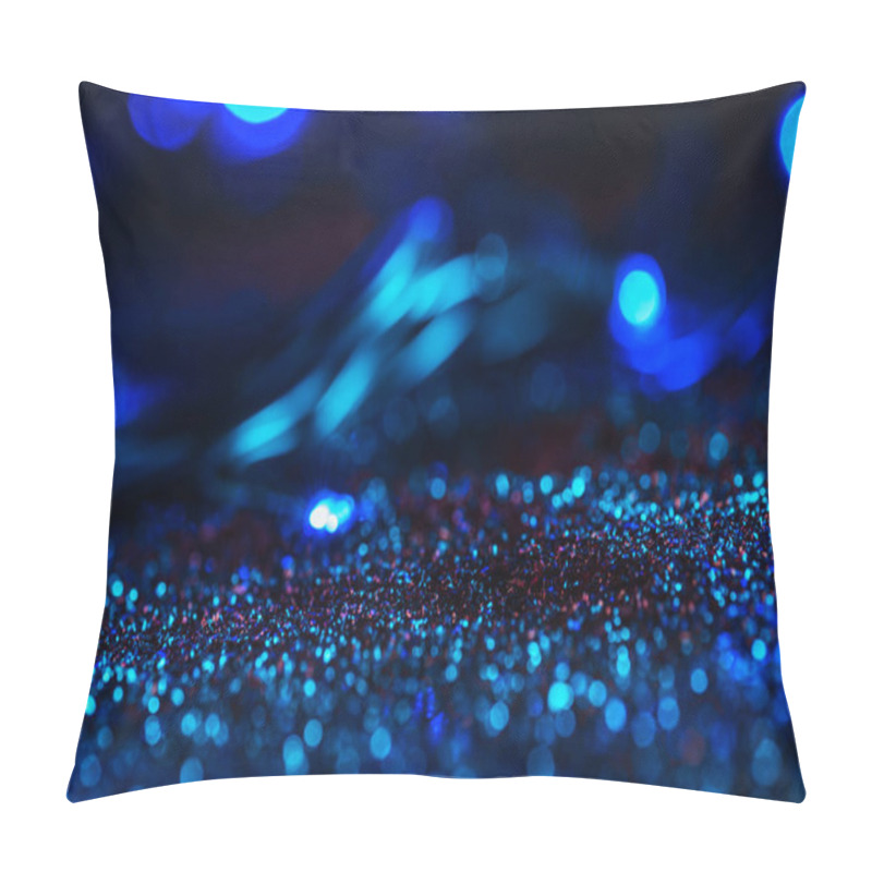 Personality  Abstract Glowing Background With Blue Glitter And Bokeh Pillow Covers