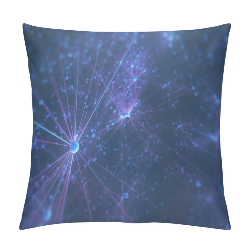 Personality  Interconnected Artificial Neurons, Biomechanical Cells Connected In A Concept Of Artificial Intelligence. 3D Illustration. Pillow Covers