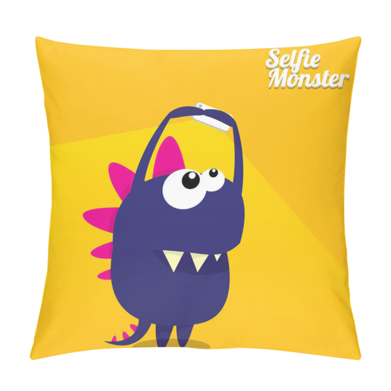 Personality  Monster Taking Selfie Photo On Smart Phone Pillow Covers