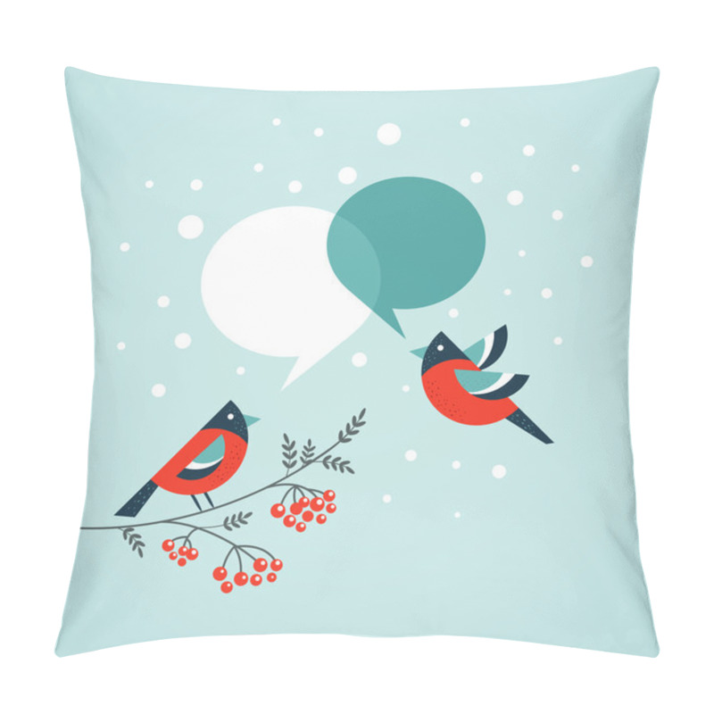 Personality  Christmas Tree With Birds And Speech Bubbles Pillow Covers