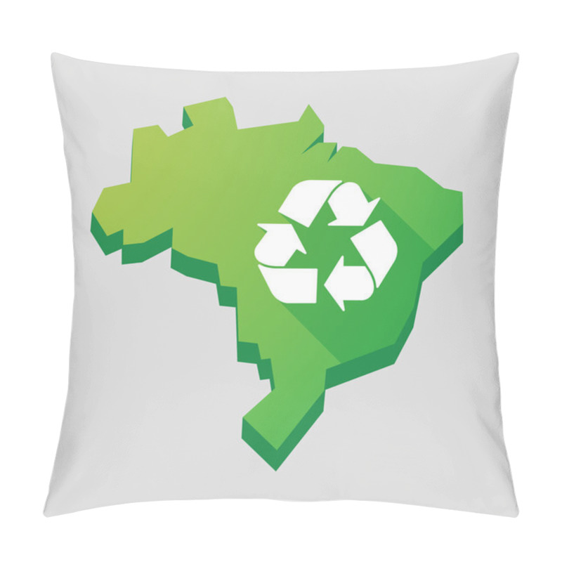 Personality  Green Brazil Map With A Recycle Sign Pillow Covers