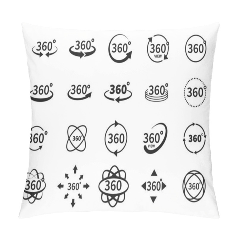 Personality  360 Degree Views Of Vector Circle Icons Set Isolated From The Background. Signs With Arrows To Indicate The Rotation Or Panoramas To 360 Degrees. Vector Illustration. Pillow Covers