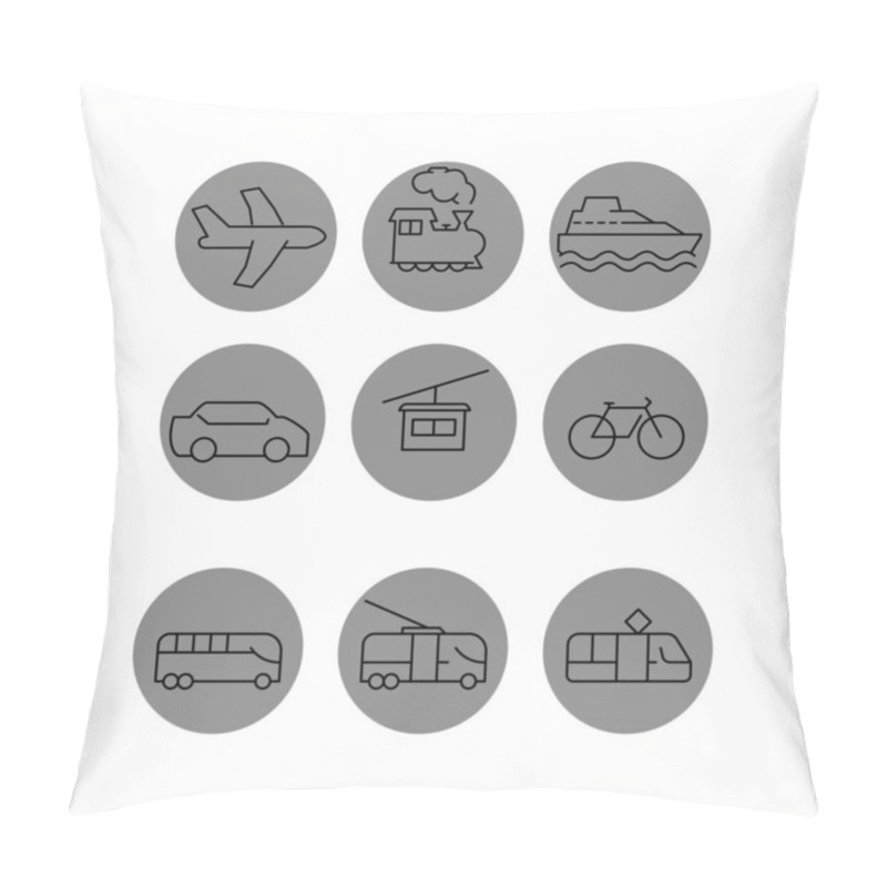 Personality  Vector Transport Icons In Grey Circles On White Background Pillow Covers