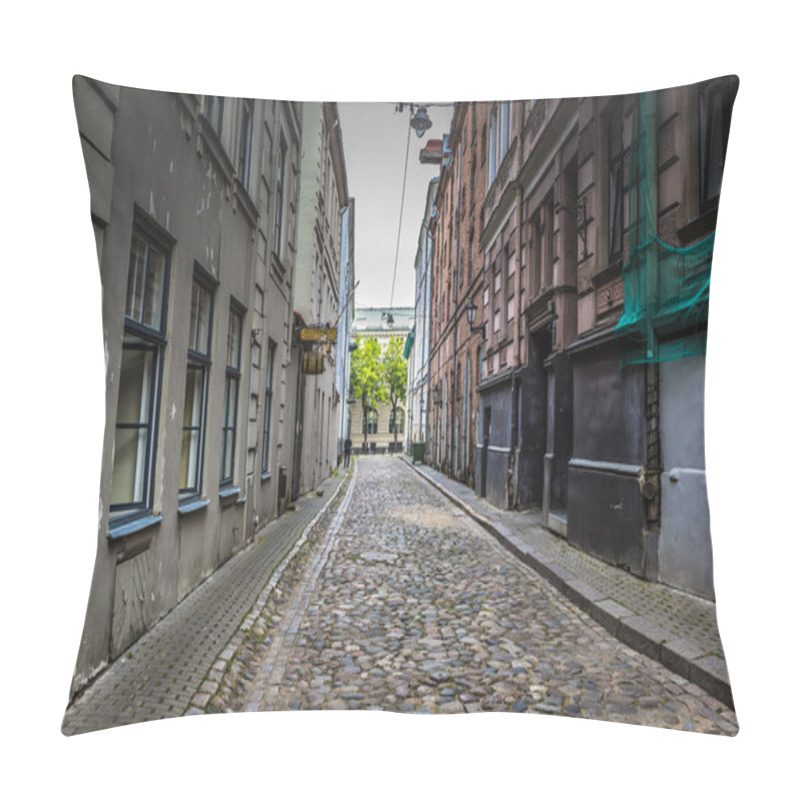 Personality  Morning Street In Medieval Town Of Old Riga City, Latvia. Walkin Pillow Covers