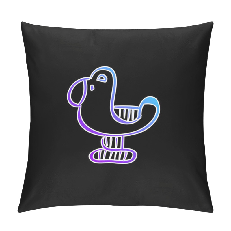 Personality  Bird Hand Drawn Toy Animal Blue Gradient Vector Icon Pillow Covers