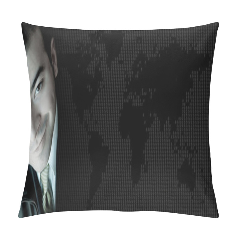 Personality  Business Man World Banner Pillow Covers