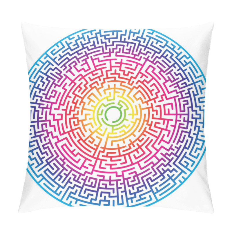 Personality  Maze Circle. Labyrinth. Maze Symbol. Isolated On White Background. Rainbow Labyrinth Pillow Covers