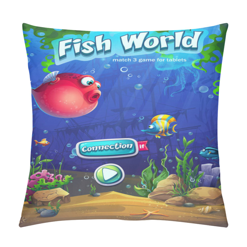 Personality  Fish World Match 3 Vector Playing Field Pillow Covers