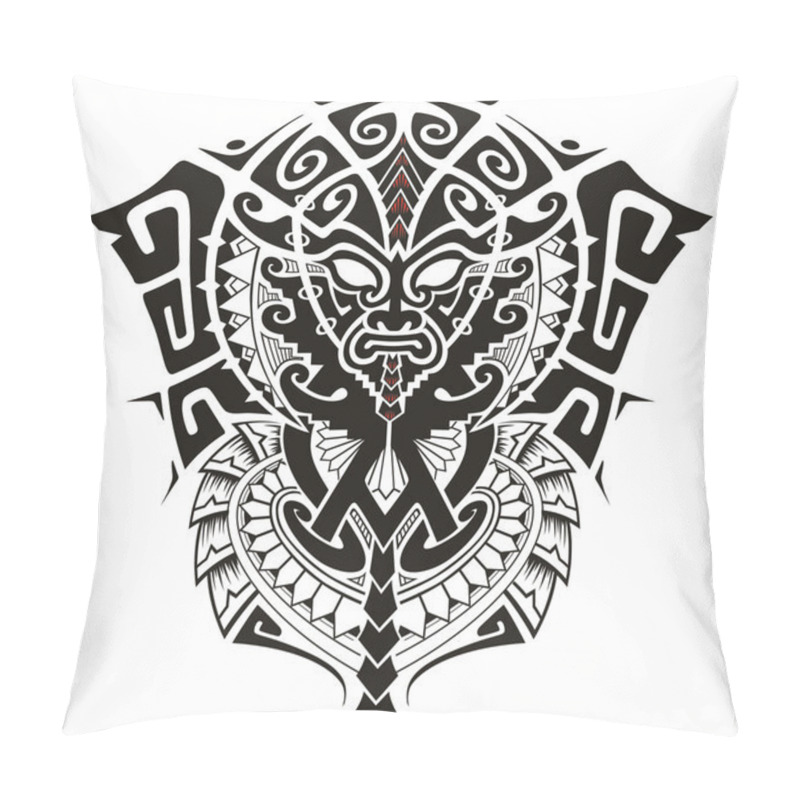 Personality  Tribal God Mask With Alpha And Omega Symbol Vector Illustration Pillow Covers