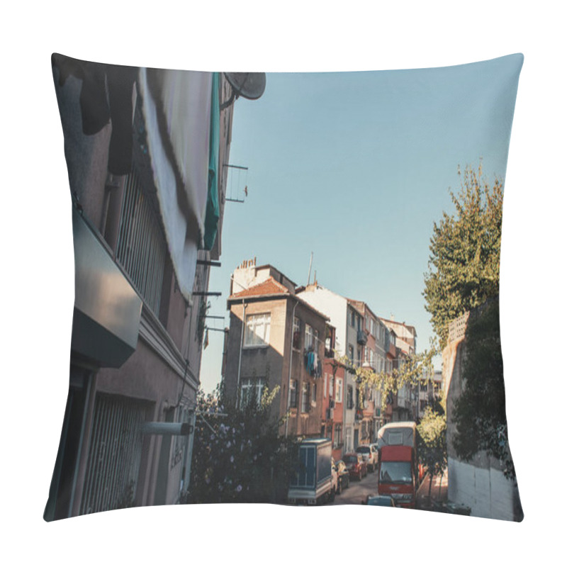 Personality  ISTANBUL, TURKEY - NOVEMBER 12, 2020: Narrow Street With Vehicles In Balat Quarter Pillow Covers