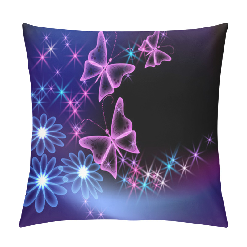 Personality  Glowing Transparent Flowers And Butterfly Pillow Covers