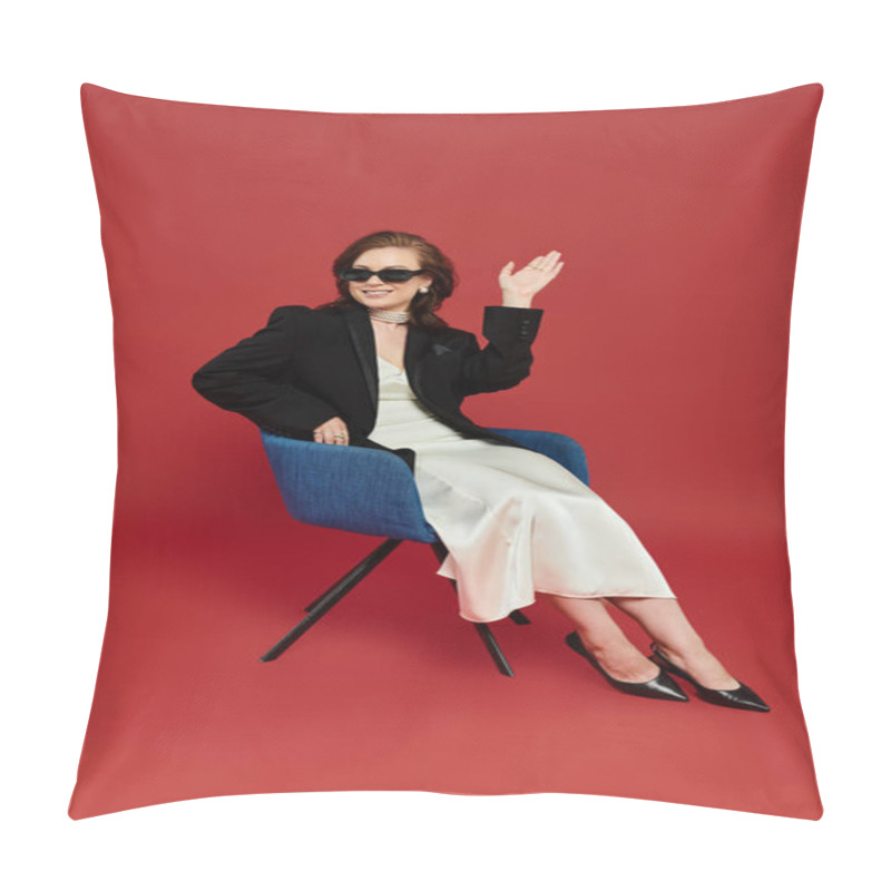 Personality  A Young Beautiful Woman Dressed Elegantly Sits Gracefully, Exuding Confidence In Style. Pillow Covers