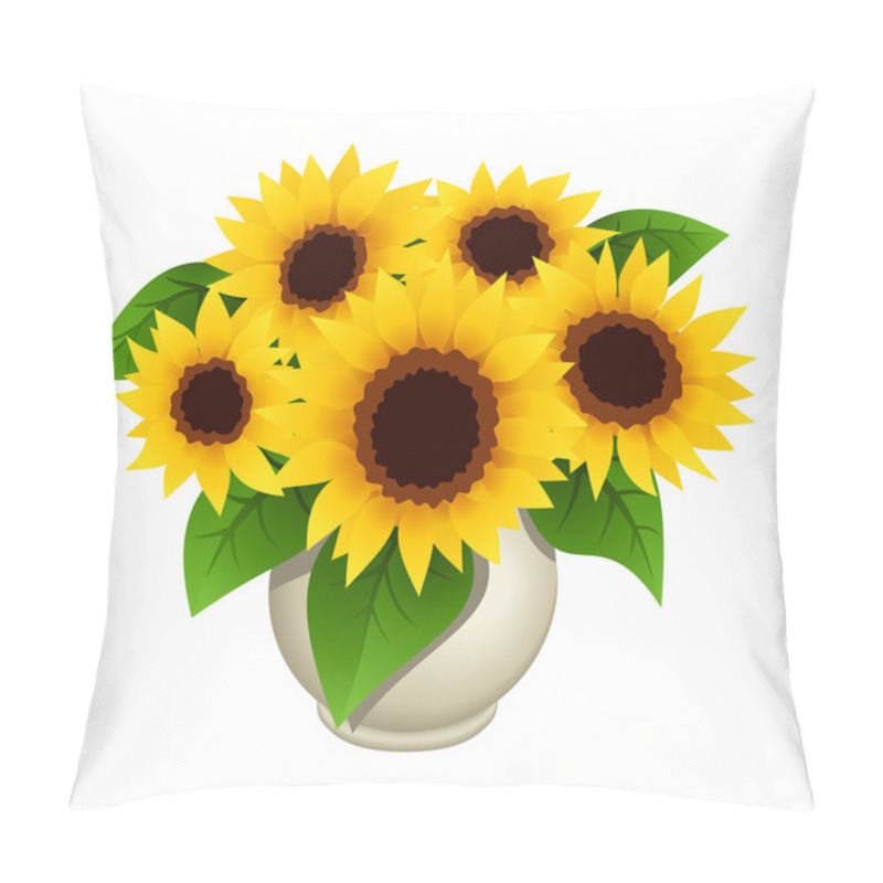 Personality  Bouquet Of Sunflowers In Vase Pillow Covers