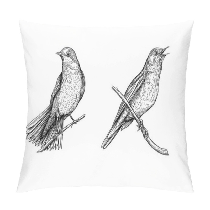 Personality  Nightingale. Set Of Elements For Design. Pillow Covers