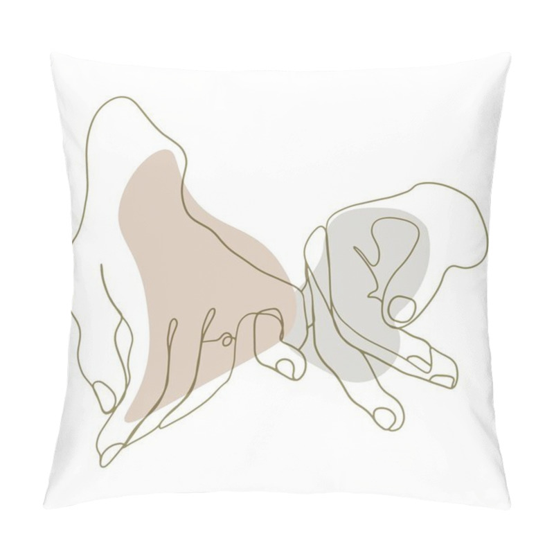 Personality  Two Hands Together, Love And Wedding Concept, Line Art Pillow Covers