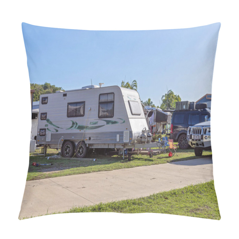 Personality  Caravan Parked On Site At Van Park Pillow Covers