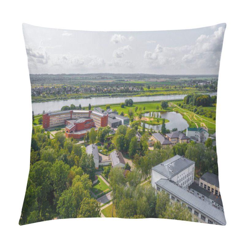 Personality  Beautiful Aerial View Photo From Flying Drone Panoramic On Daugavpils City Center Beautiful Summer Day In Latgale ,Latvia (series) Pillow Covers