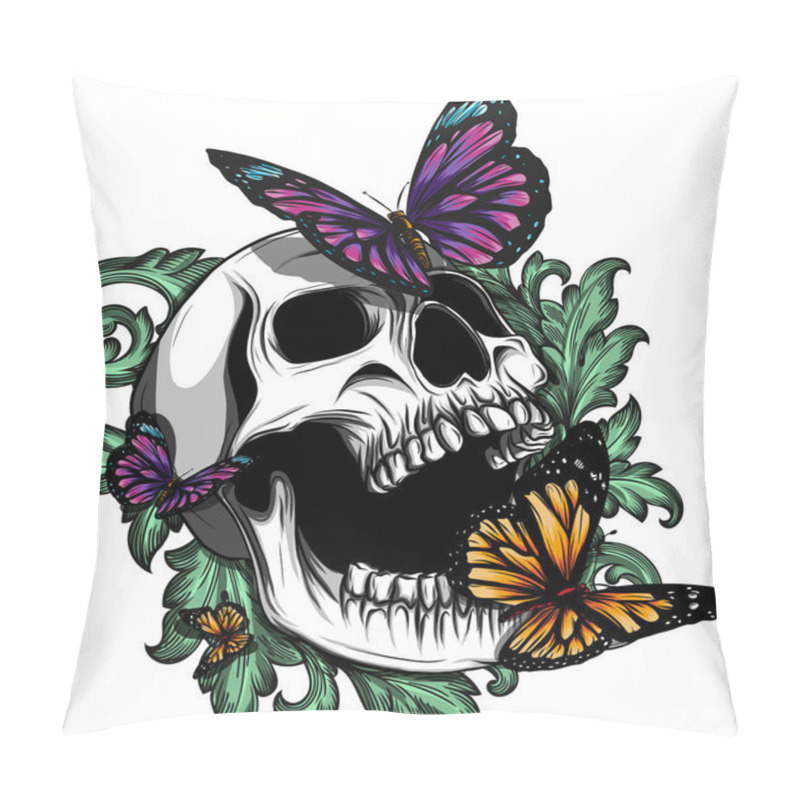 Personality  Hand Drawing A Bone Skeleton, Anatomical Drawing Of Pelvic Bone Man, Print For Halloween,butterflies Fly Pillow Covers