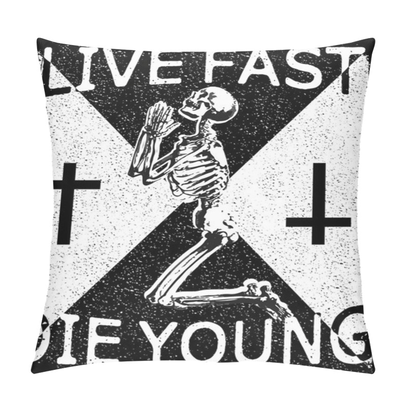 Personality  Design For T-shirt Print With Skull And Textures. Vector Illustr Pillow Covers