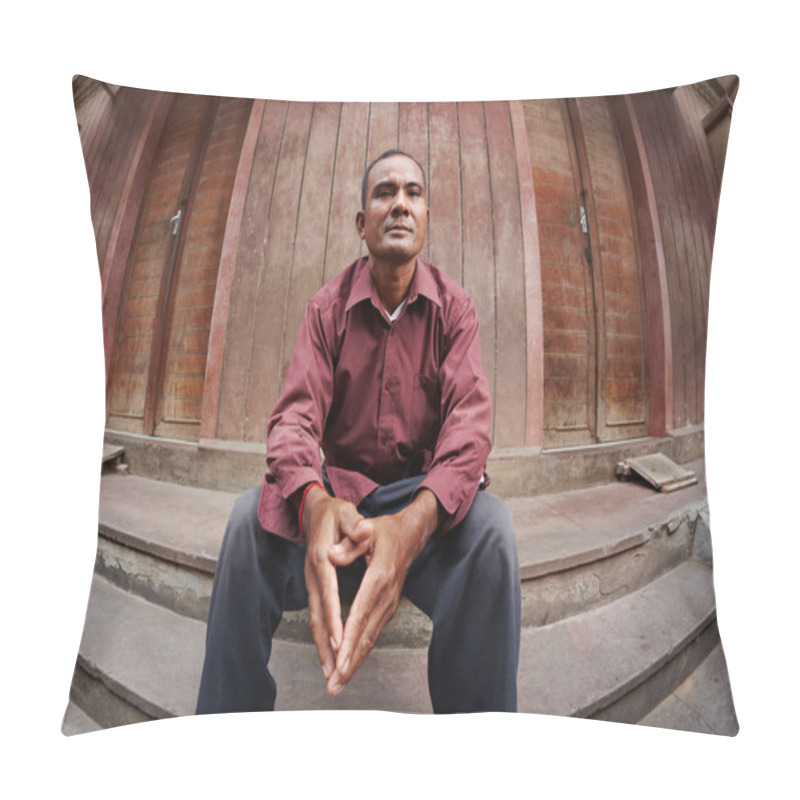 Personality  Portrait Of Worried Adult Asian Man Pillow Covers