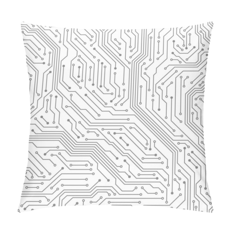 Personality  Seamless Circuit Board. Digital Technology Electrical Scheme Printed Motherboard Computer Chip Electronic Equipment Pattern Vector Texture Pillow Covers