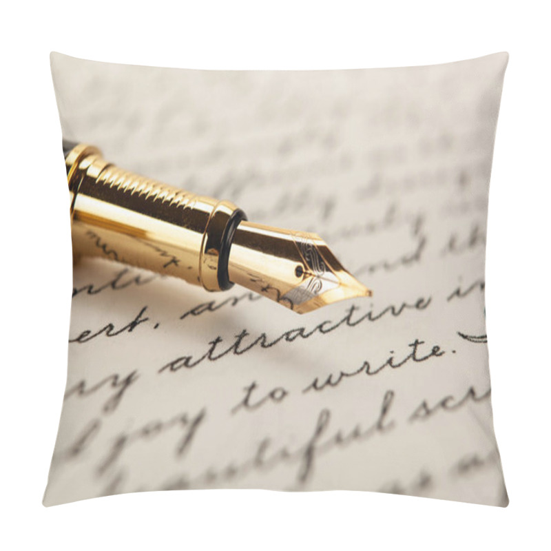 Personality  Fountain Pen On Paper With Ink Text On The Paper Closeup Pillow Covers