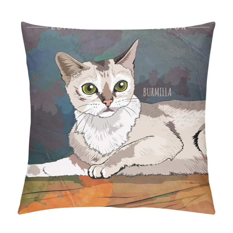 Personality  Burmilla Cat Illustration Pillow Covers