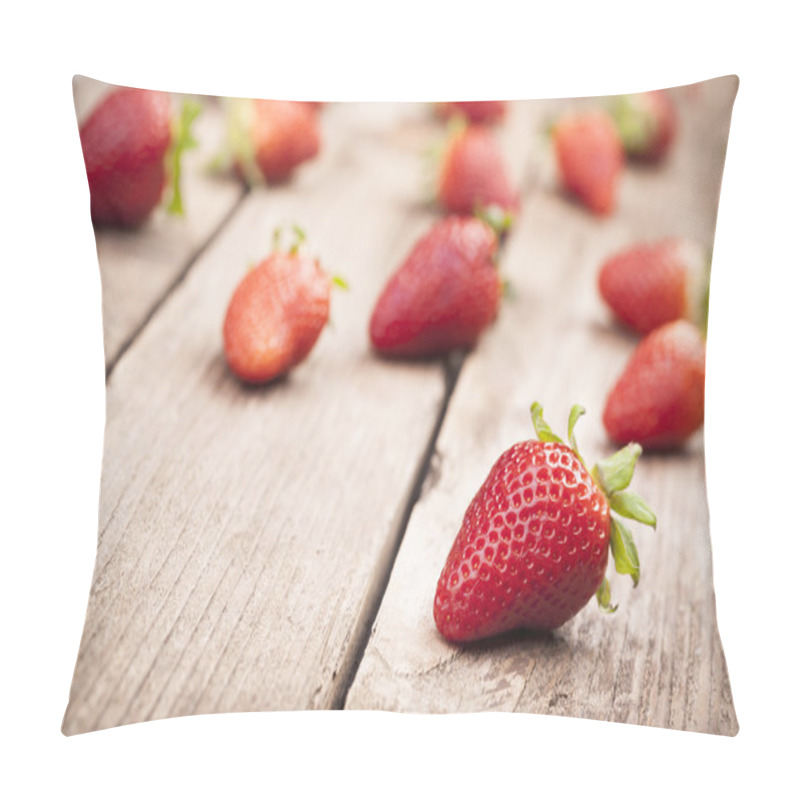 Personality  Appetizing Strawberries On Wooden Background Pillow Covers