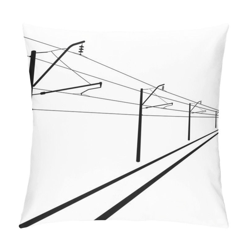 Personality  Railroad Overhead Lines. Contact Wire Illustration. Pillow Covers