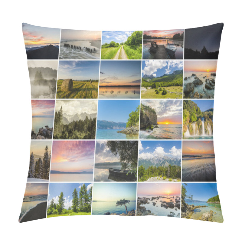 Personality  Collage Of Landscapes Pillow Covers