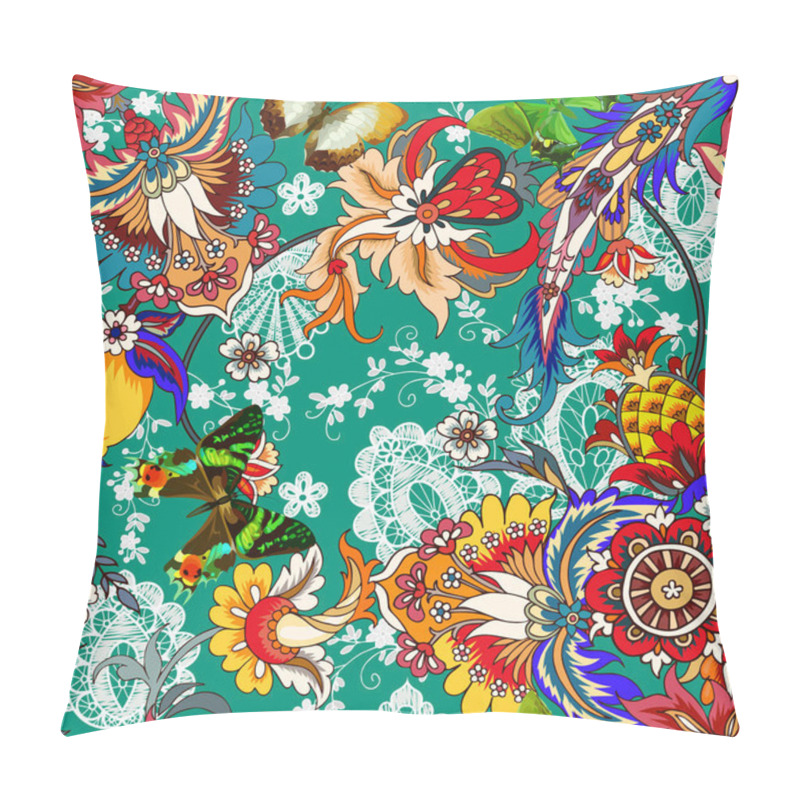 Personality  Seamless Pattern With Paisley And Lace Element Pillow Covers