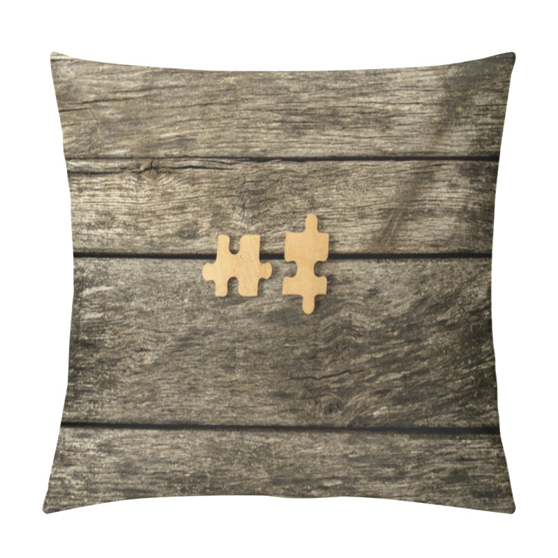 Personality  Two Blank Matching Wooden Puzzle Pieces Pillow Covers