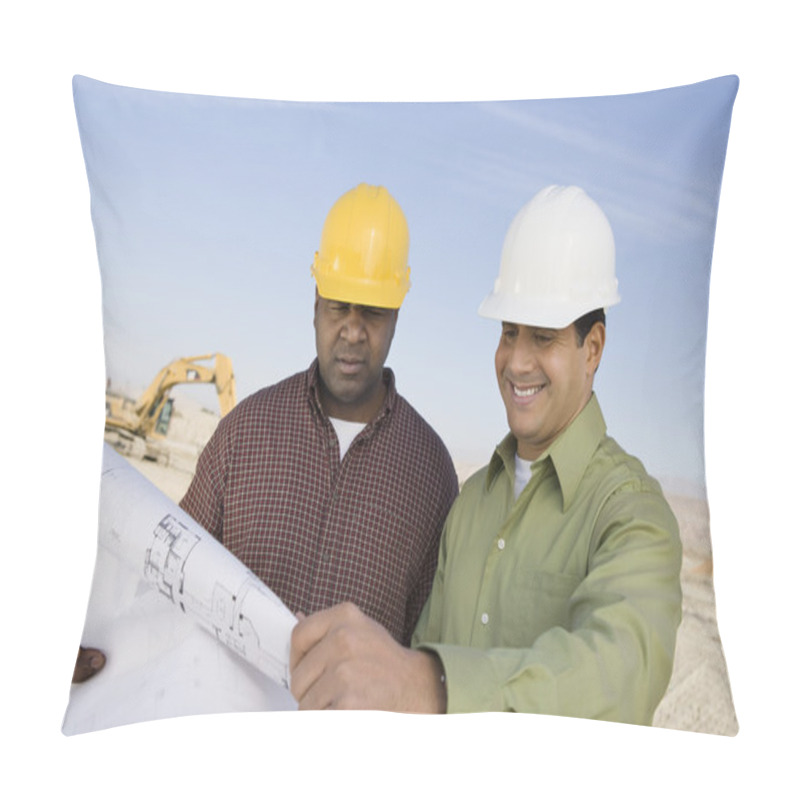 Personality  Construction Workers With Blueprints Pillow Covers