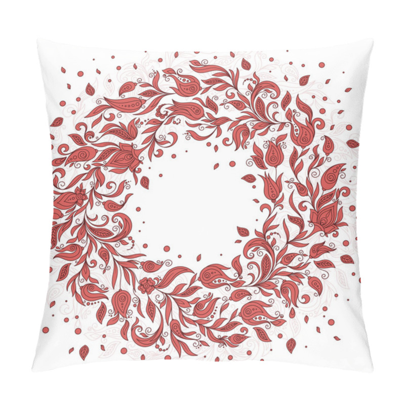 Personality  Hand Drawn Ornament With Floral Wreath Pillow Covers